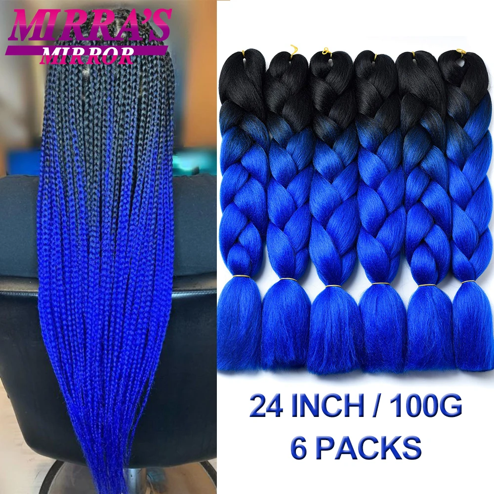 Synthetic Jumbo Braids Hair Omber Braiding Hair Extensions for Women Yaki Texture Black Blue Fake Hair Mirra’s Mirror