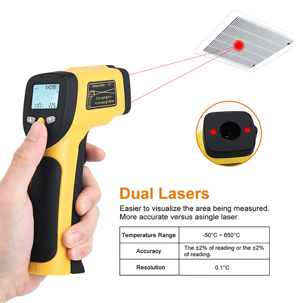 Цифровой Бесконтактный инфракрасный термометр Hti лазерный пирометр для бойлера