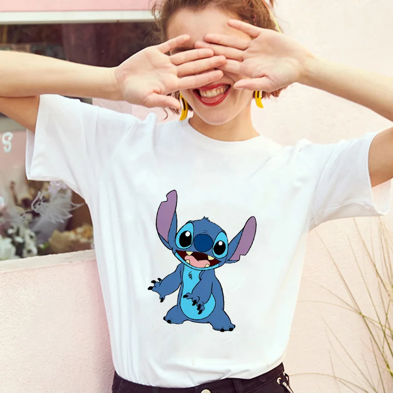 Showtly тематика «Лило и Стич» Harajuku Kawaii футболки для девочек приключенческий комедийный мультфильм женский Vacay режим печатных Повседневное футболка милый