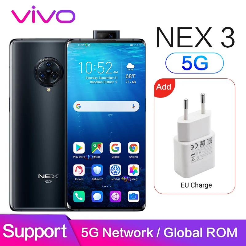 Новый Vivo Nex 3 5G версия глобальная ПЗУ NFC 8 Гб 256 мобильный телефон 64MP + 13MP 6 89 &quot1080x2256 P