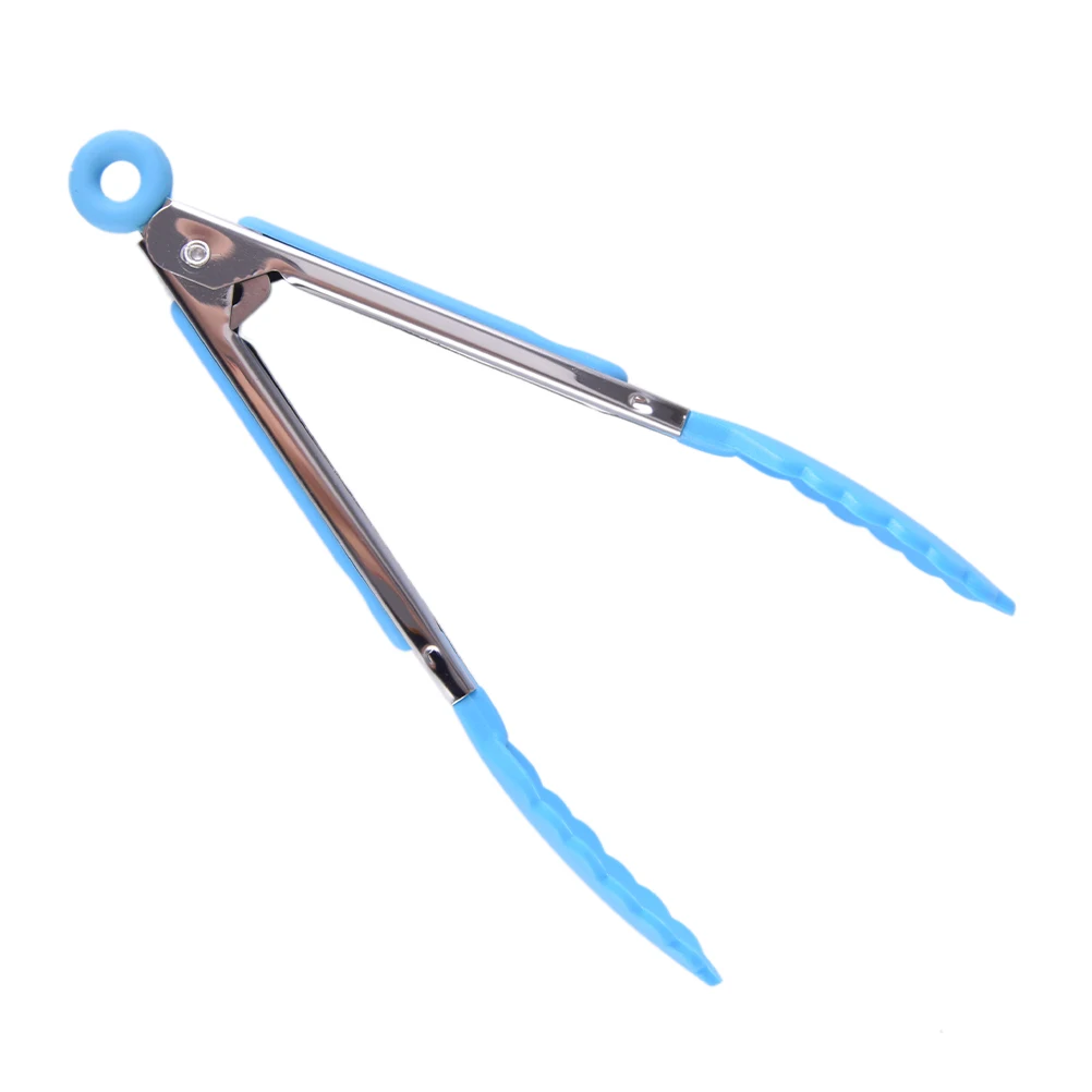 

New 1PCS Colorful Kitchen Tongs BBQ Clip Stainless steel Silicone Salad Bread Cooking Food Serving Tongs Kitchen Tools