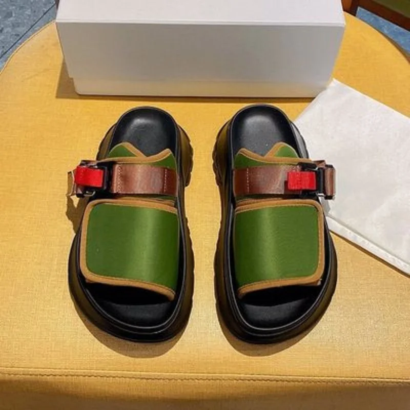 

New Velcro Sponge Cake Platform Sandals and Slippers for Summer 2021, Designed for Ladies' Outer Wear, Fashionable, Versatile