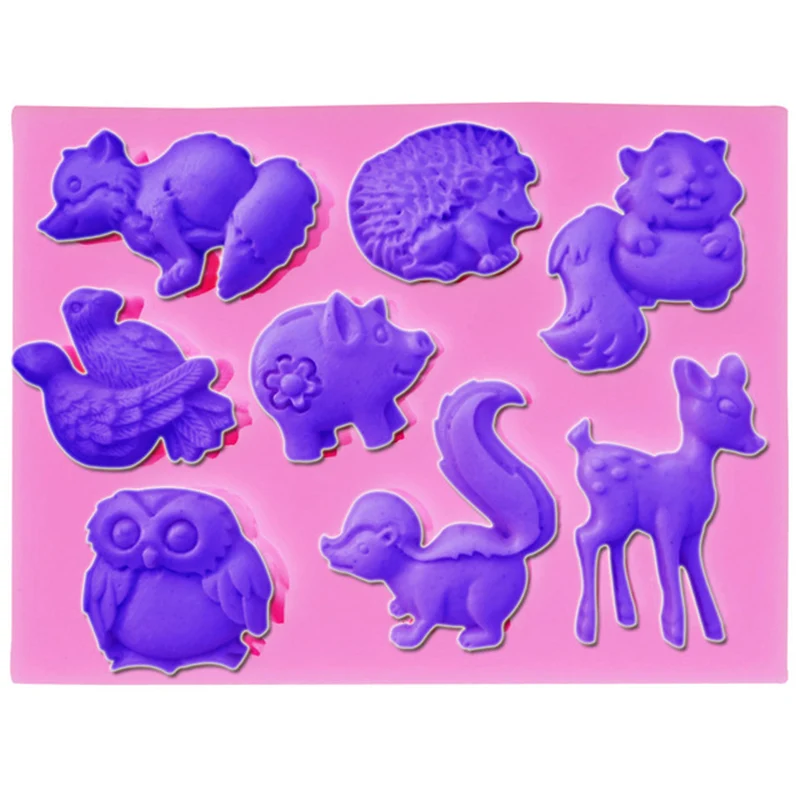 Силиконовая форма в виде лесных животных ручная для торта шоколада помадки
