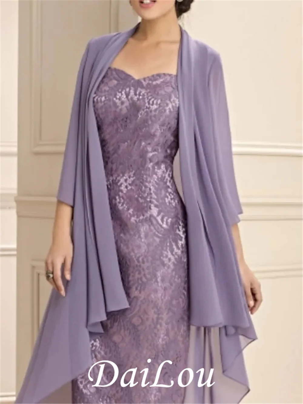 

A-Line Mother of the Bride Dress Plus Size Elegant Sweetheart Neckline Knee Length Chiffon Lace Sleeveless with Ruffles 2021