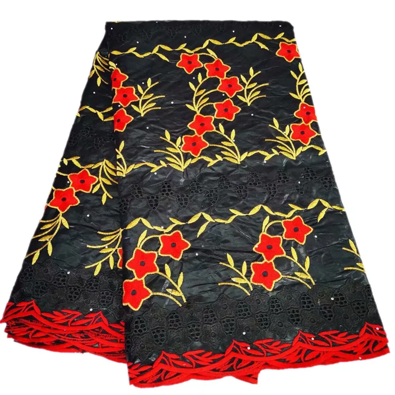 

Swiss Voile Lace with stones YCX16 red-yellow double-colors small flower plants Dry Lace Fabric African 100% Cotton fabric