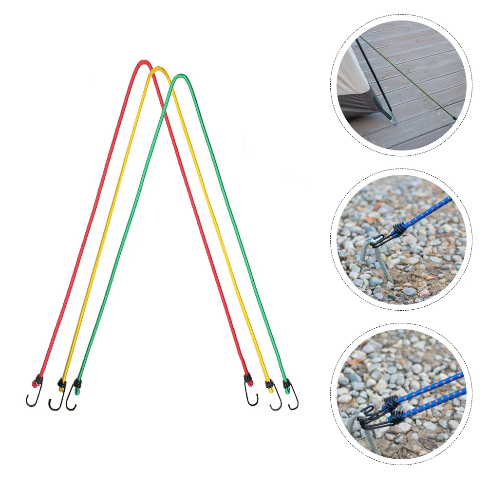 

3Pcs Bungee Cords with Hooks Elastic Luggage Ropes Outdoor Tent Fixing Belts