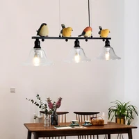 nordic pastoral iron glass resin bird chandelier lamps dining room living room white black lights