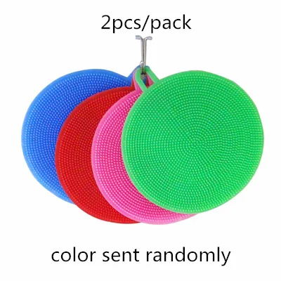 color sent randomly 2 шт волшебная губка для мытья посуды, силиконовая миска, губка для мытья, скребок, кухонная Чистящая Щетка, изоляционные подушечки для чашек, кухонный инструмент - Цвет: color sent randomly
