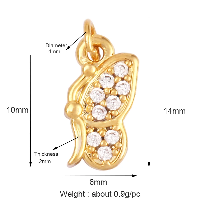 

Super Mini Butterfly Charm,Real Gold Plated Cubic Zirconia CZ Paved,Jewelry Earring Accessories Supplies