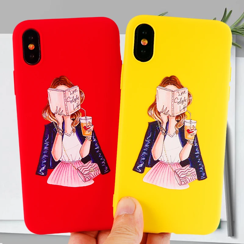 Чтение девушка чехол для iPhone X XS MAX XR 8 7 6s плюс Веселые Чехлы Best Friend мягкий