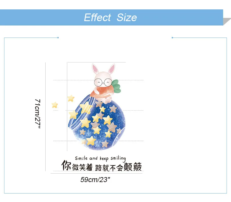 

Cartoon Creative 3D Wall Sticker for Kids Room Cute Bunny Nursery Decals Wall Decor Self-adhesive Art Wallpaper Room Decor Mural