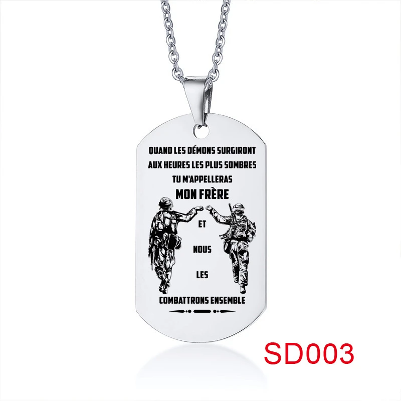 SD003 Мужская Персонализированная собачья бирка, ожерелье, подарок для отца, нержавеющая сталь, на заказ - Окраска металла: SD003