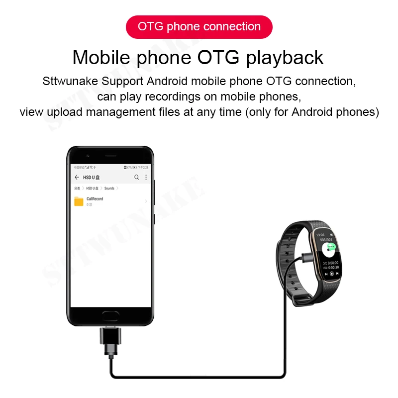 

STTWUNAKE voice recorder mini recording dictaphone micro audio sound record digital flash drive secret watch