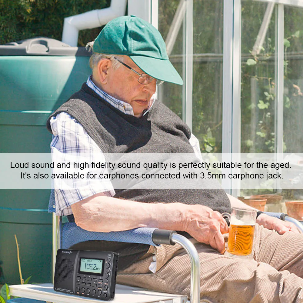 Портативный радиоприемник для пожилых людей карманное радио AM/FM/SW/BT/TF USB MP3