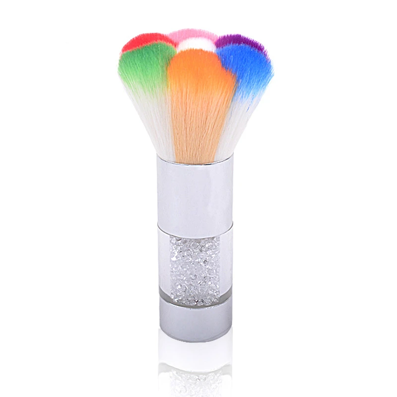 

1PC Manicure Nail Dust Brush for Nail Art DIY Tools Nail Cleaning Brush for Salon Square Gold Rhinestones Make Up Brush 2020