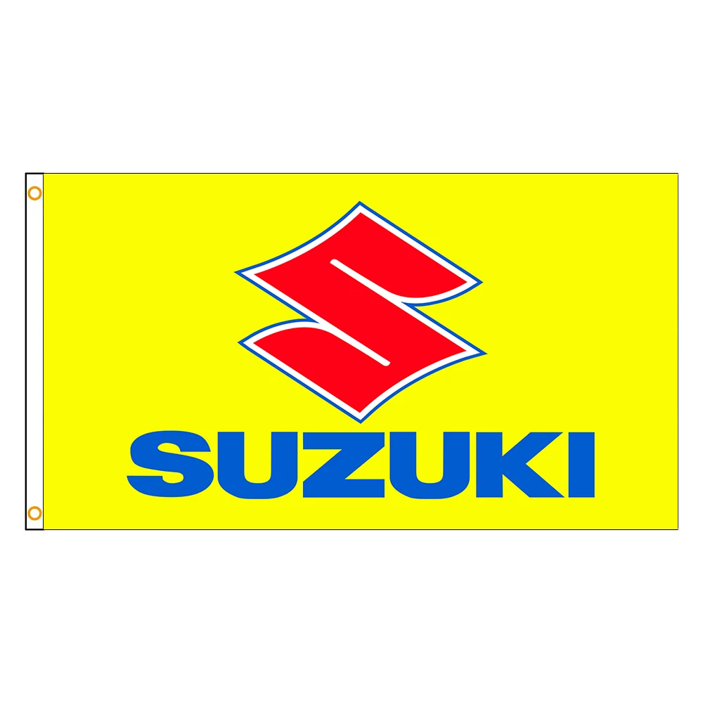 3x5 футов желтый флаг для автомобиля и мотоцикла Suzuki декора |
