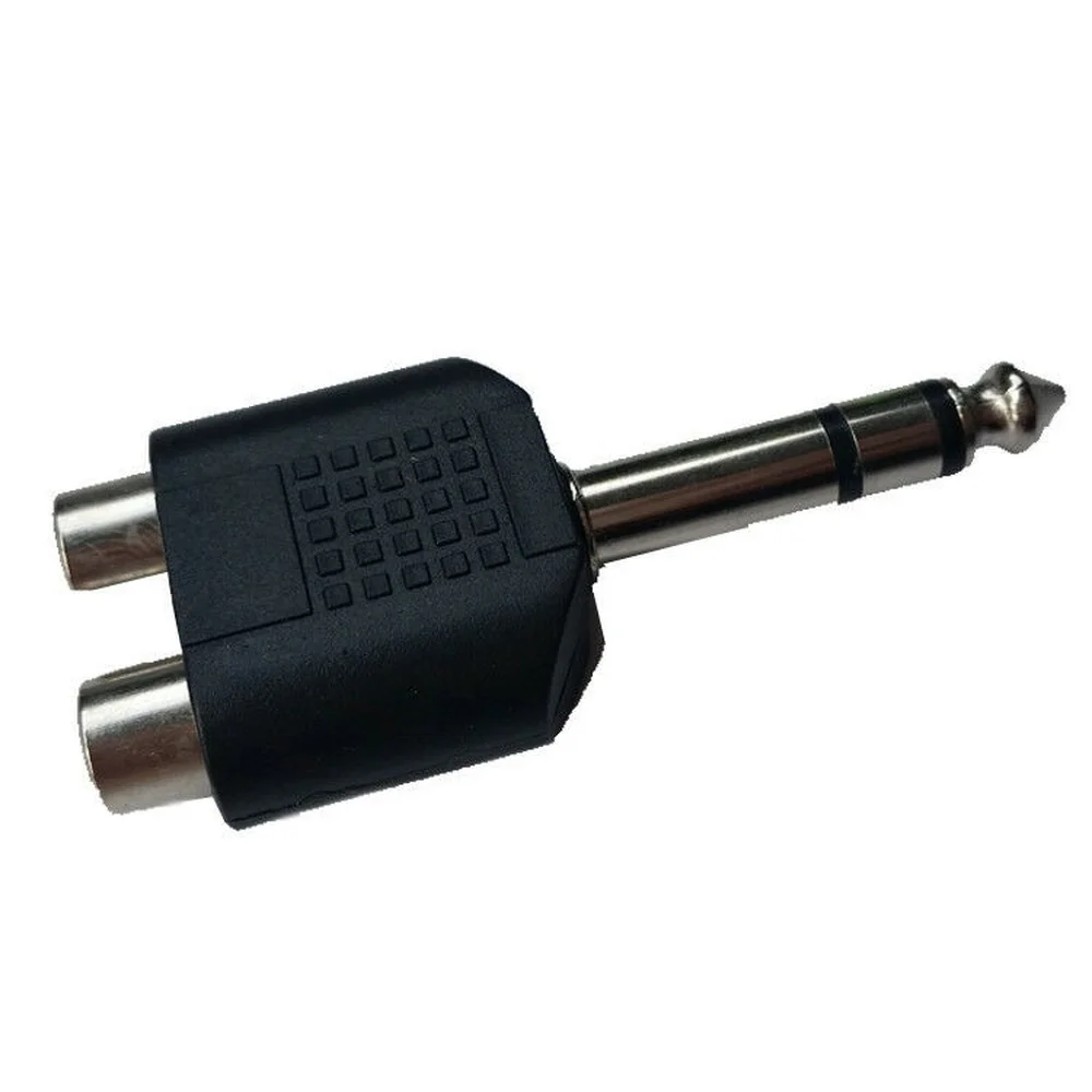 

1/4" 6.35mm Audio Stereo Male Socket to 2 RCA Female Adapter Plug Converter