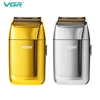 vgr 399 electric shaver personal care usb mini face razor chargable portable full all metal leather case reciprocating v399