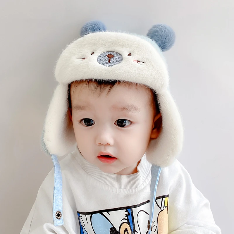 

Baby Hats Warm Winter Thicken Hat For Girl/Boy Cotton Woolen Hat Cute 3D Ears Headdress Babies Hat And Scarf Suits Milamiya