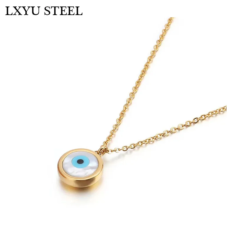 

EYE Round Pendant Necklace Stainless Steel Rose Gold Silver Color Chain Eye Necklace Jewelry for Women Female