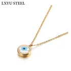 Ожерелье с круглой подвеской в форме глаза из нержавеющей стали, цепочка цвета розового золота и серебра, ожерелье в форме глаза, ювелирные изделия для женщин