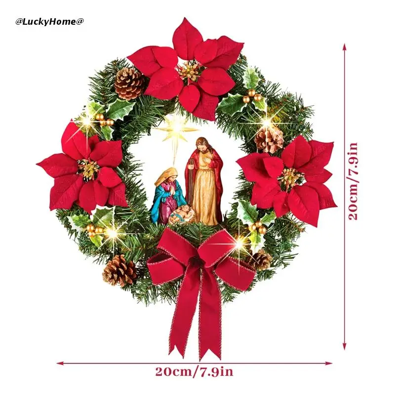 Рождественский венок со светодиодной подсветкой Новогодний на батарейках