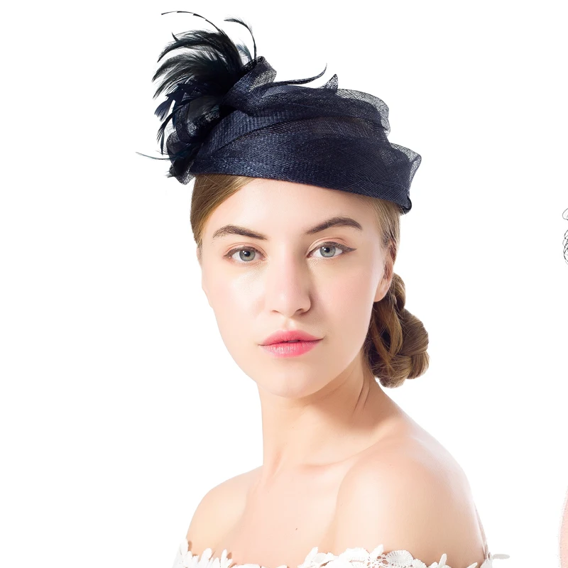 

Formal Cocktail Party Wedding Hat Dress Fedoras Ladies Royal Fascinator Women Cocktail Race Feather Hat Wedding Hair Accessories