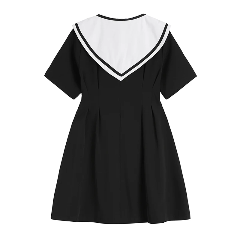 Женское двубортное платье в японском стиле Повседневное с матросским воротником