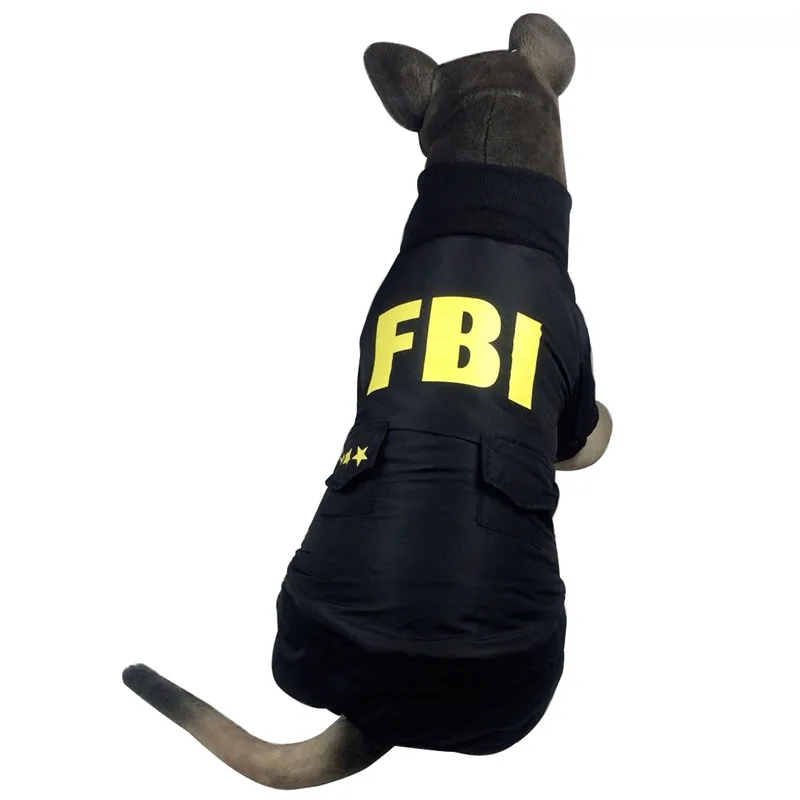 С надписью ФБР(FBI) комбинезон для собаки для Одежда для больших собак зимнее теплое Стеганое пальто Одежда для больших собак