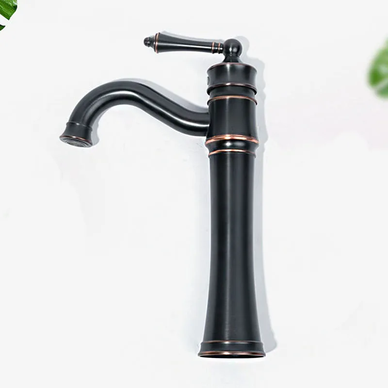 Античный бронзовый смеситель для ванной комнаты раковины с одной ручкой горячей