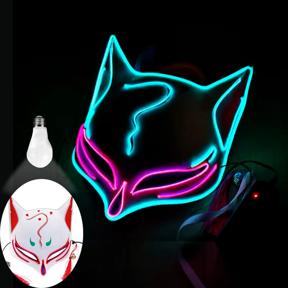 

Japanese Style Anime Carnival Masquerade Fox Luminous The Mask Facial Masks Halloween Easter Cospaly Dating Adult Party Masks