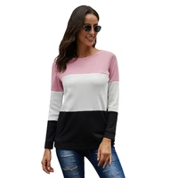 new european and american womens autumn and winter color block stitching high neck pullover warm long sleeved top