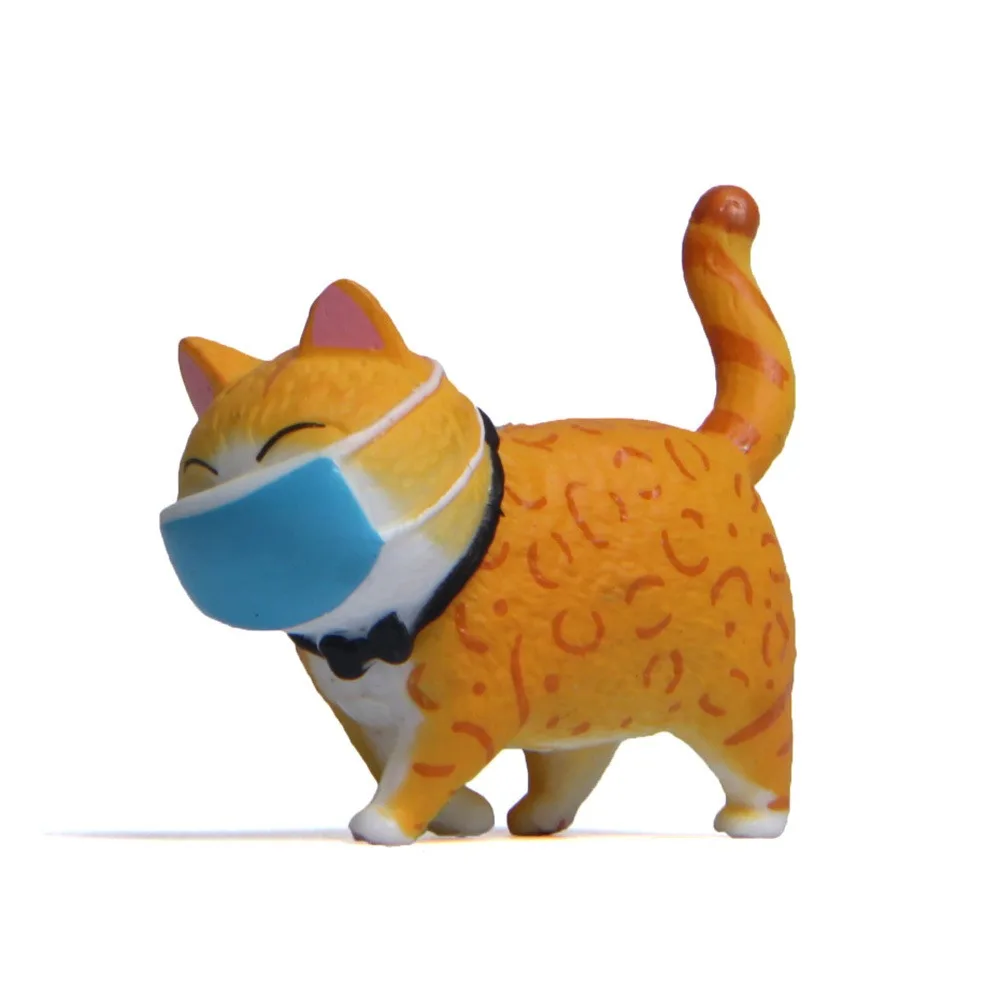 

New Cute Mask Cat Ornaments DIY Micro Landscape Car Interior Decoration Home Kids Room Desktop Ornaments Shooting Props Decors