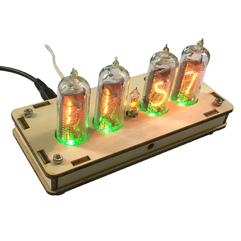 

Former Soviet Union IN14 glow tube clock diy kit, 4-bit glow clock. GPS timing, STM32 master IC with 4pcs IN14 glow tube