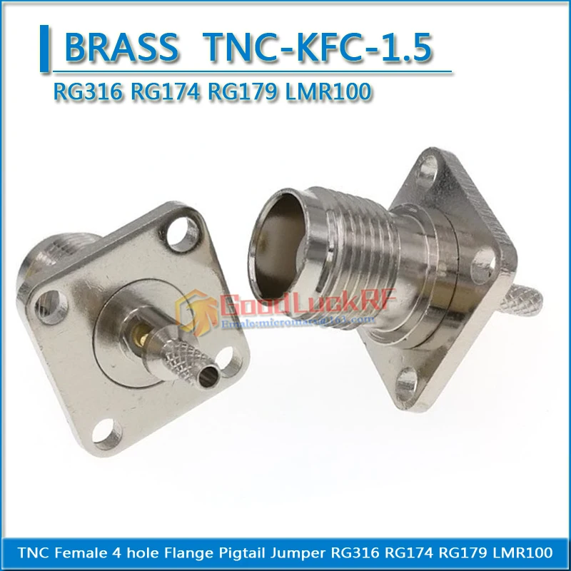 

1X Pcs TNC Female 4 hole Flange Window Crimp for RG316 RG174 RG179 LMR100 Cable RF Connector Socket
