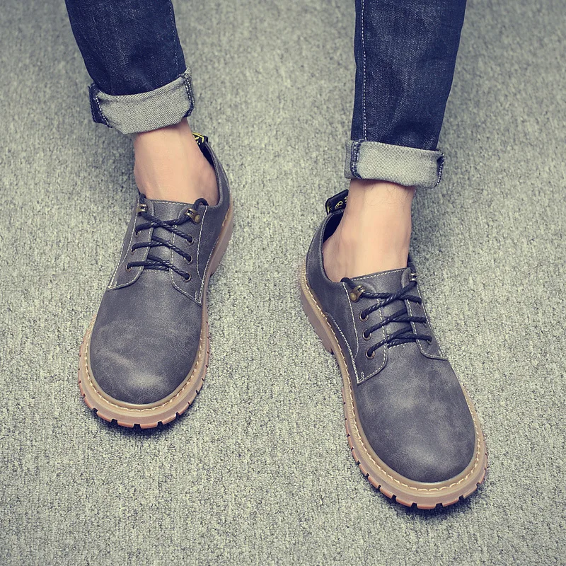 2020 Осенние новые кожаные мужские ботинки зимние высокие повседневные ботильоны