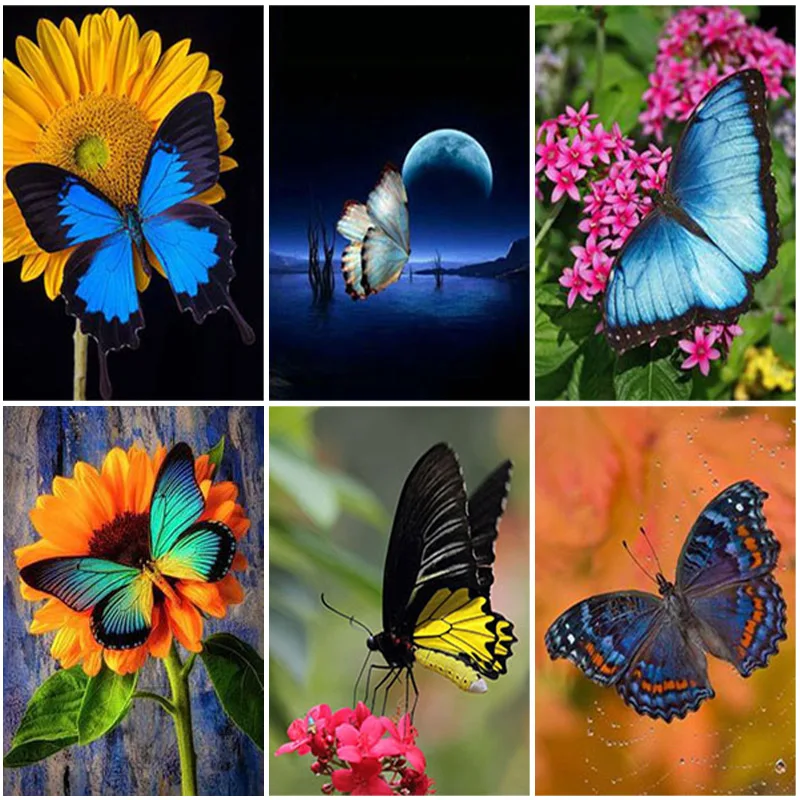 

Diy 5d Diamond Painting Flower Butterfly Scenery Cross Stitch Square Round Diamond Embroidery Handwork Rhinestone Wall Art