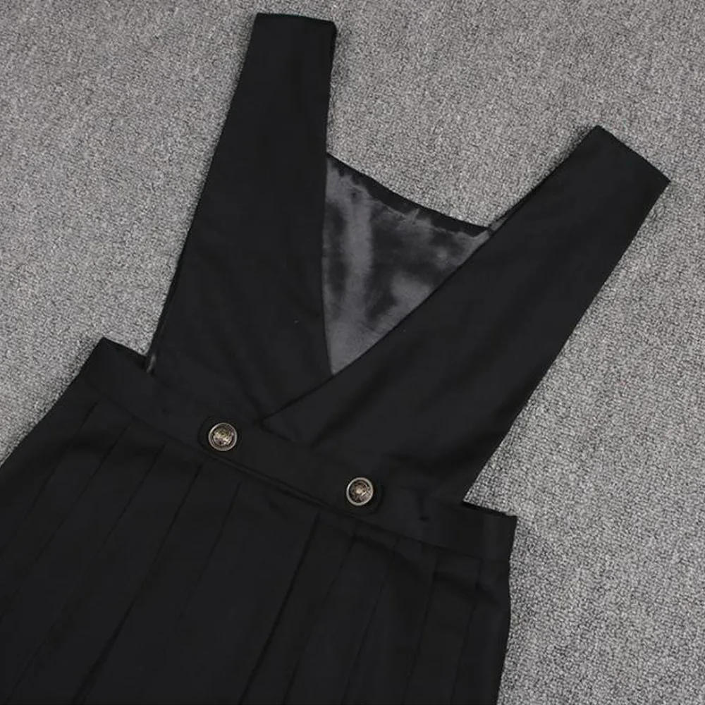 

Kawaii Lolita Skirts With Straps Harajuku Casual Long Pleated Skirt Women Preppy Style School Girls Black Suspender Skirts
