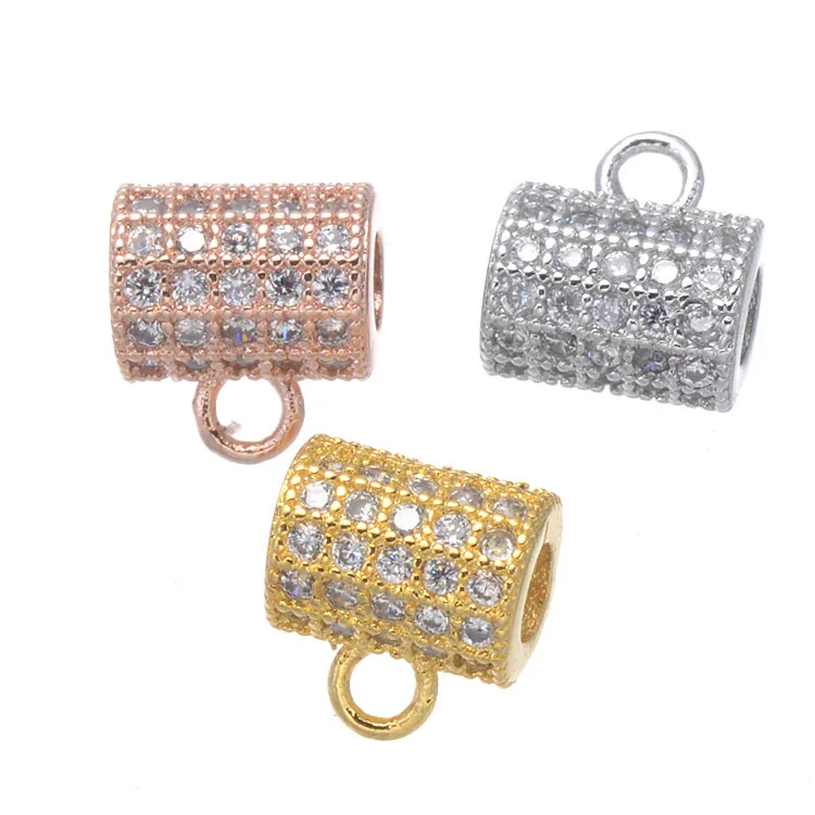 

Copper micro inlaid jewelry accessories perforated bead separation zircon loose bead three-way micro inlaid Bracelet beads semi-