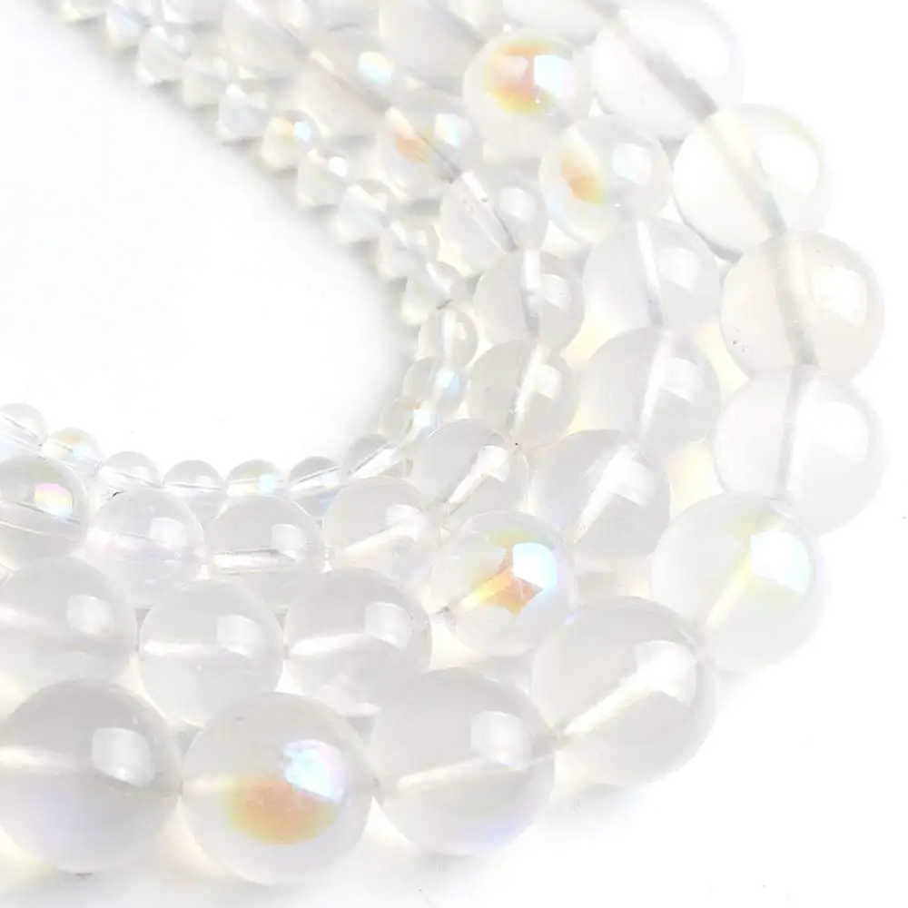 Бусины Из Натурального молочного белого лунного камня для изготовления