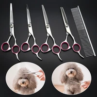 1pc pet grooming scissors stainless steel cats dogs hair seam scissors pet comb dog grooming hair cutting tools