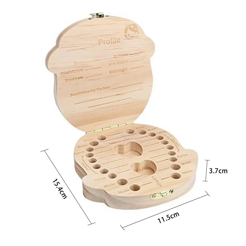 

Retro Wooden Baby Tooth Box English Boy Girl Milk Teeth Umbilical Organizer Storage Box Child Infant Souvenir Case Baby Gifts