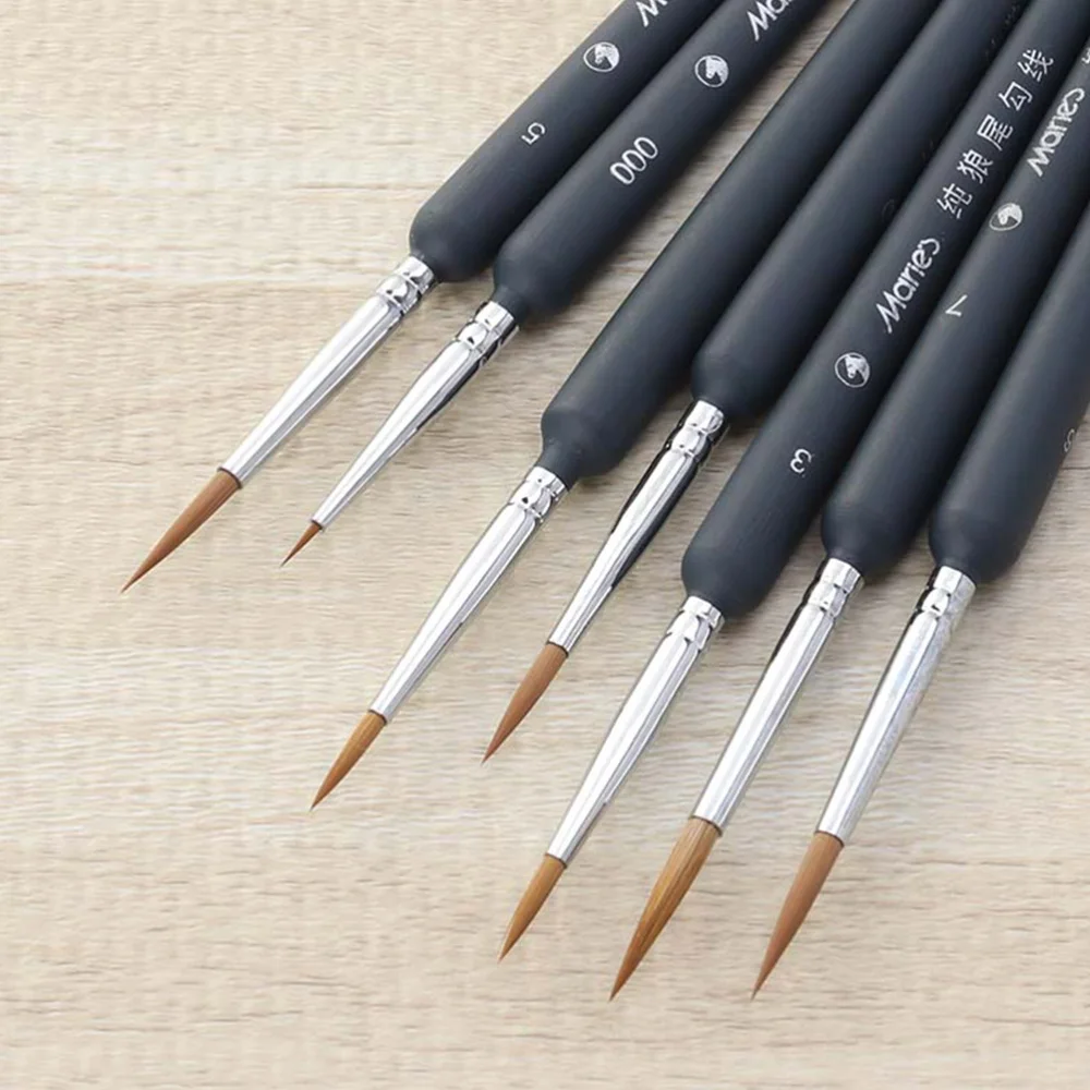 

4Pcs Wolf Hair Tip Brushes Professional Detail Paint Brush Fine Detailing Painting Drawing Brushes