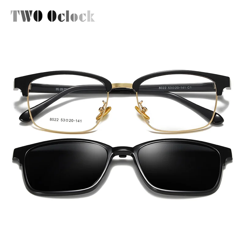 

TWO Oclock 2 In 1 Ultra-light Clip On Sunglasses Women Glasses Frames Magnetic Sunglasses Men Glasses Clip Optic Customs Z8022