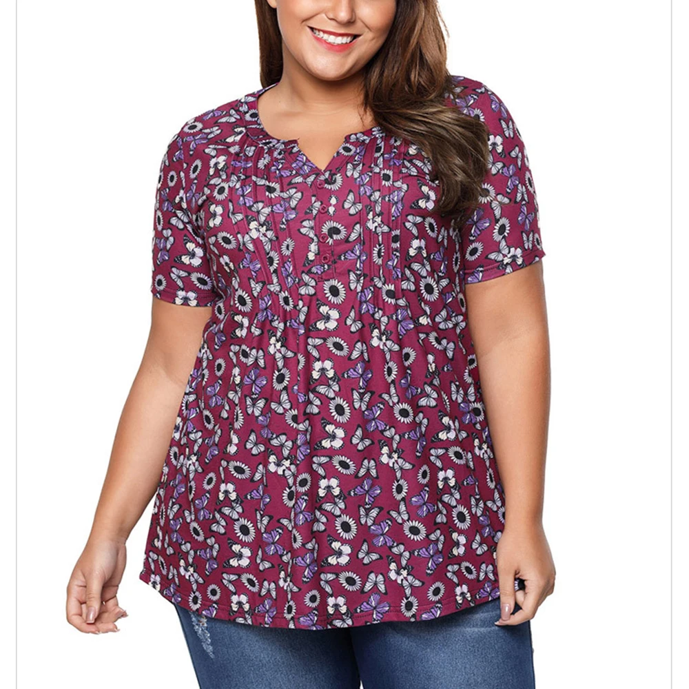 Большие размеры блузка с цветочным принтом большие женские рубашки модные топы