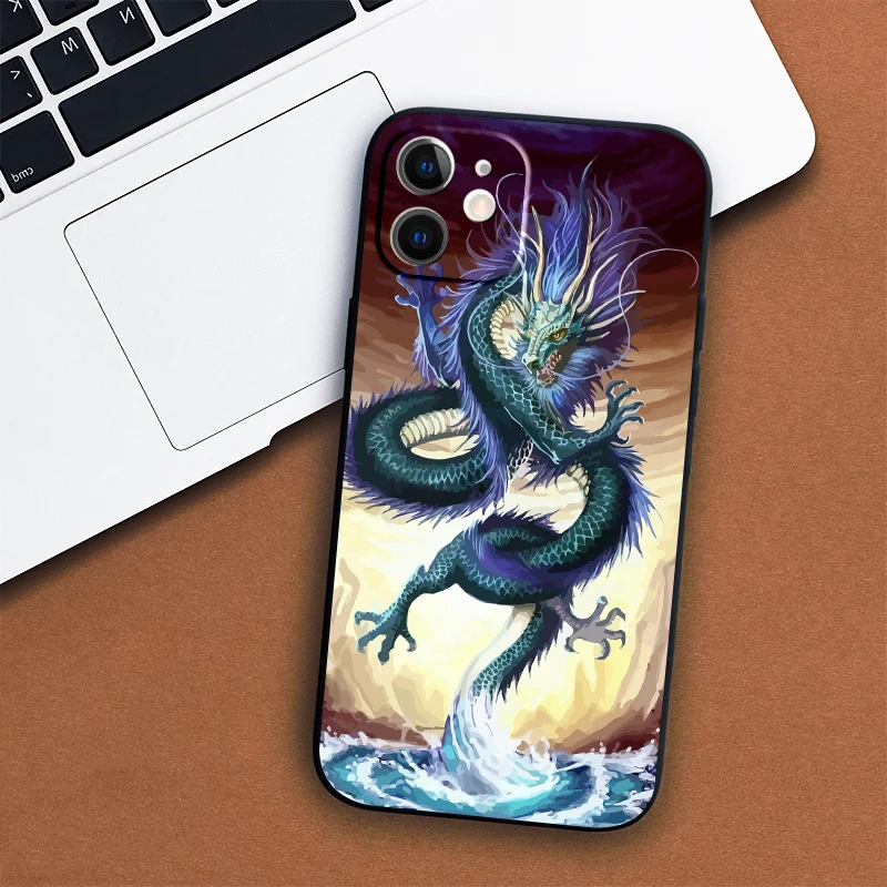 

NOHON Design Note 9 Pro 10 Phone Case For REDMI K40 Pro 30 Ultra 8A 9A 9C Chinese Dragon Liquid Silicone Smart Back Cover