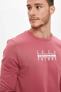 DeFacto осенне-зимние мужские трикотажные круглый вырез горловины напечатаны Slim Fit Толстовка спортивный образ на каждый день с длинным рукавом Теплые Casual-S7032AZ20AU