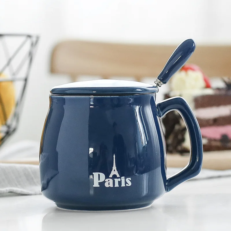 Японская керамическая чашка ретро молочные кружки с крышкой ложки ручка