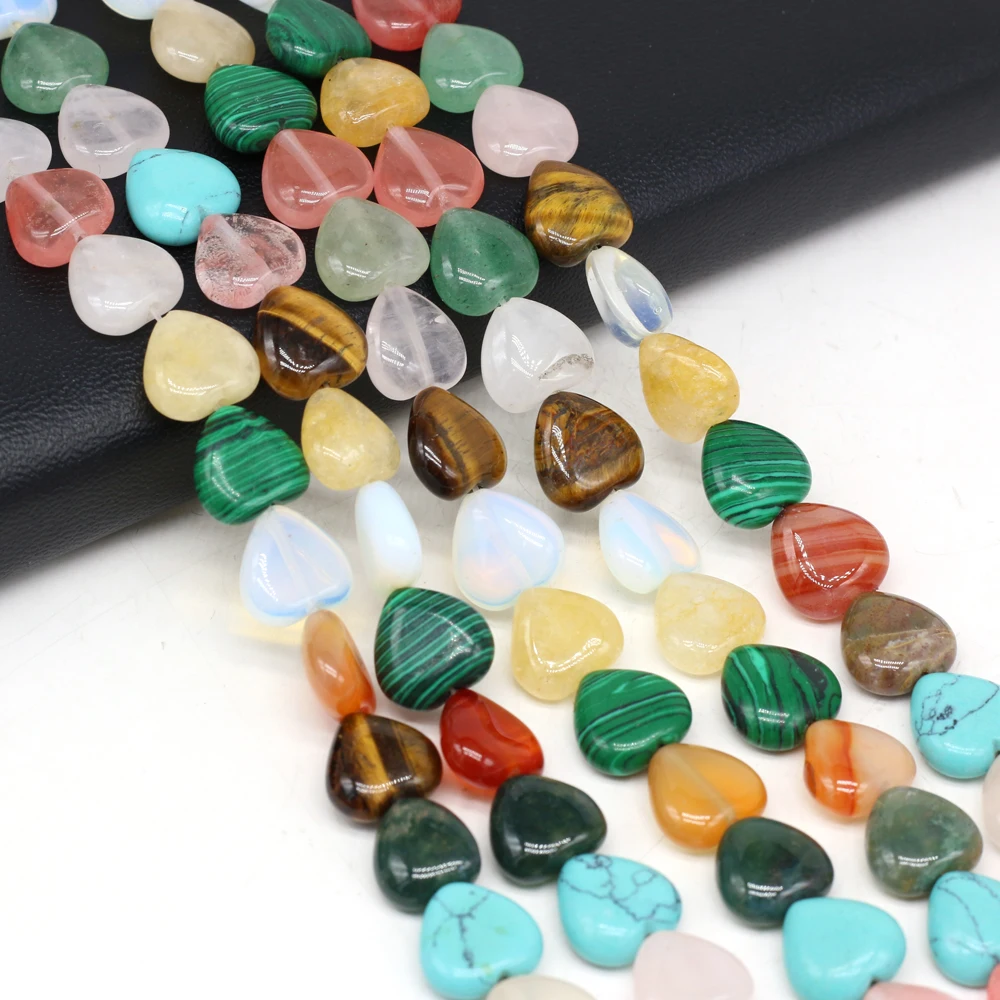 

New Mix Color Natural Stone Bead 16pcs/lot Heart Shape Agates Loose Beaded For Women DIY Jewelry Bracelets Necklaces Making