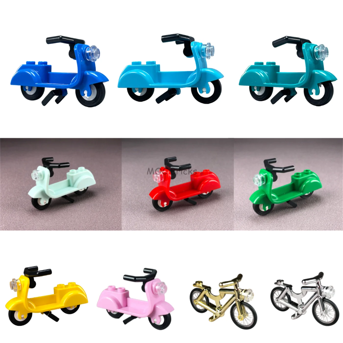 2 шт./лот MOC кирпичи хромированная модель велосипеда скутера куклы фигурка героя